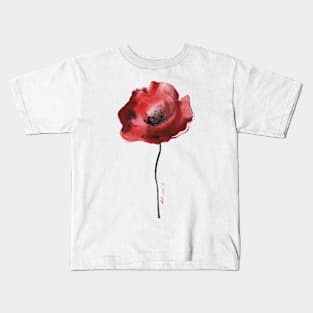 Red Poppy Watercolor Kids T-Shirt